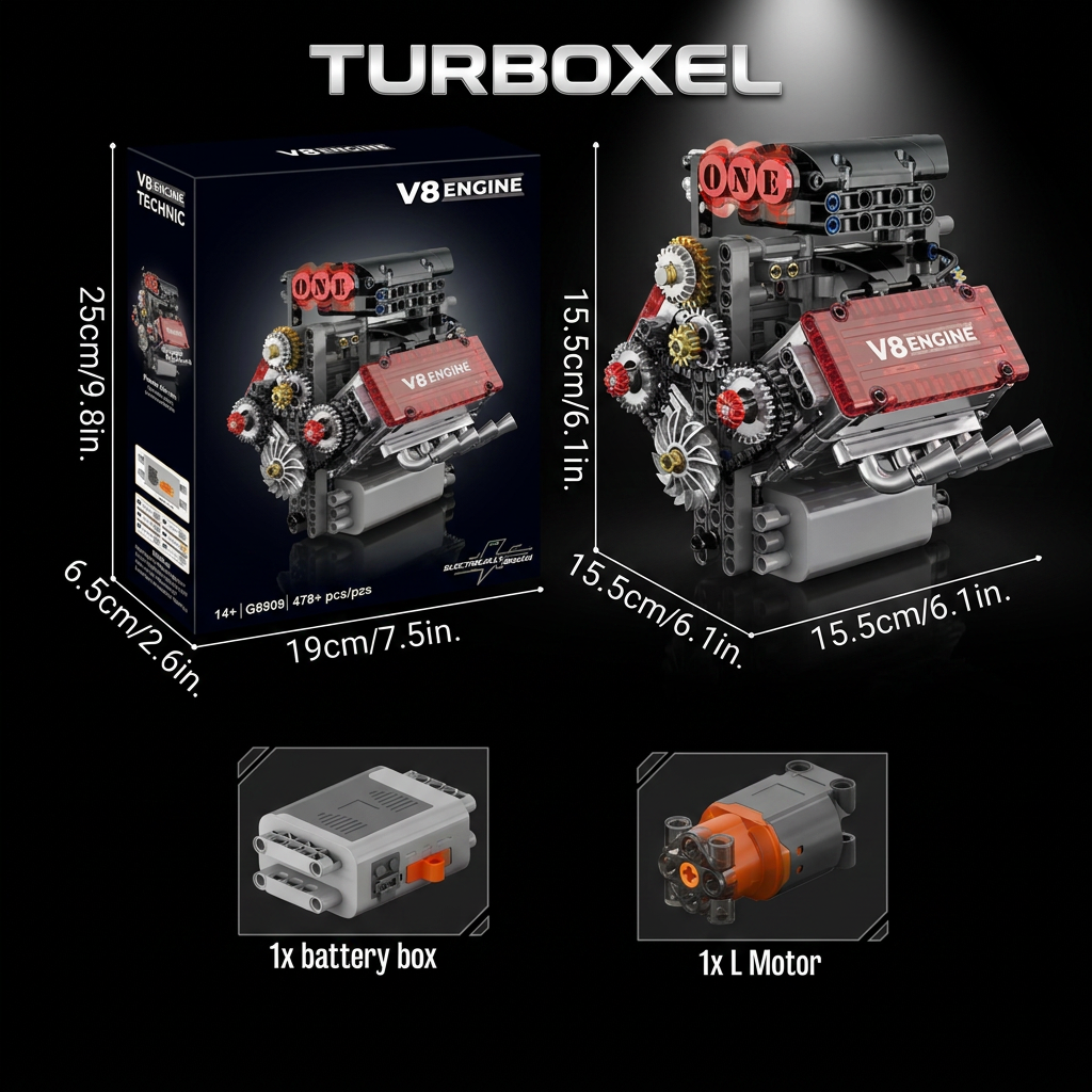 Turboxel™ Motorized V8 Engine Builder Kit